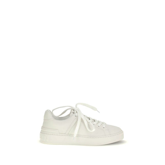 Balmain White Calf Leather Bos Taurus Low Top Sneakers
