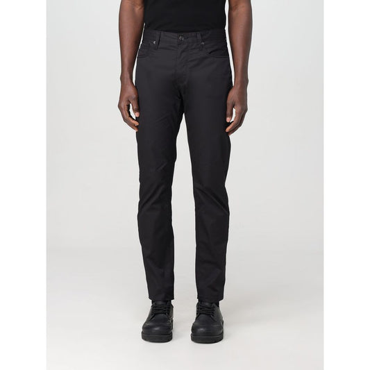 Emporio Armani Black Cotton Casual Pants