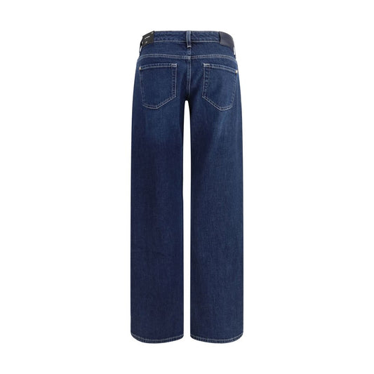 7FOR Blue Cotton Straight-Leg Jeans
