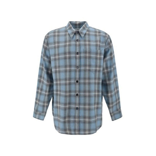 Ami Paris Blue Virgin Wool Pattern Shirt