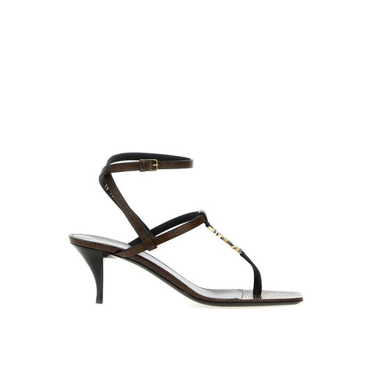 Saint Laurent Brown Calfskin Flat Sandals