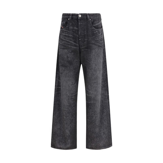 Diesel Black Cotton Relaxed Fit Jeans