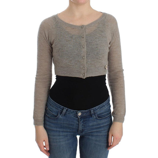 Ermanno Scervino Beige Alpaca Leather Cardigan