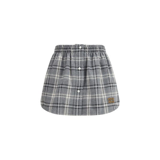 Miu Miu Gray Cotton Mini Skirt