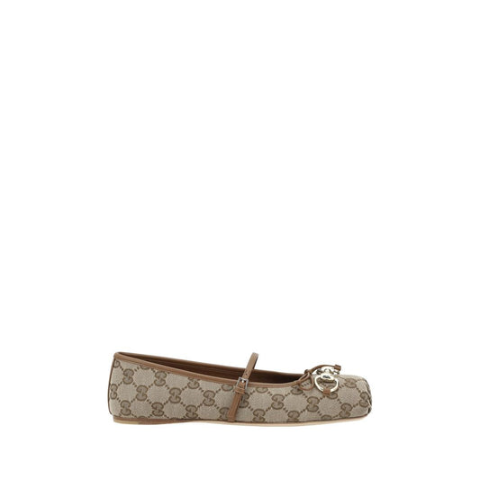 Gucci Brown Calf Leather Bos Taurus Ballet Flats