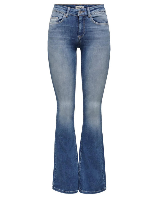 Only Blue Cotton Flared Jeans