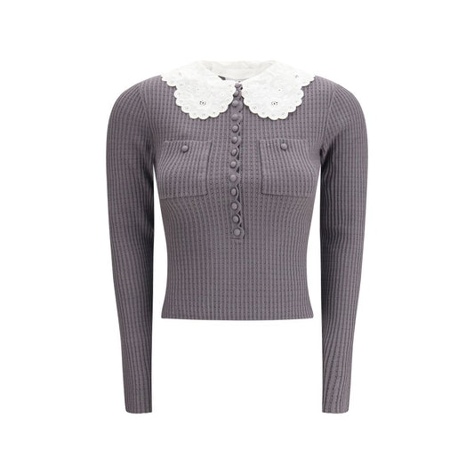 Self-Portrait Gray Viscose Top