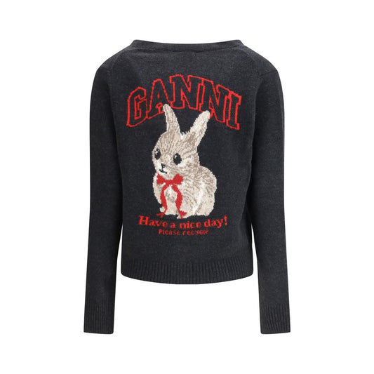 Ganni Gray Wool Cardigan