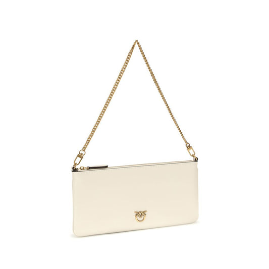 PINKO White Calf Leather Bos Taurus Shoulder Bag