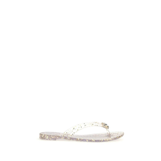 Casadei Gold Polyurethane Flat Sandals