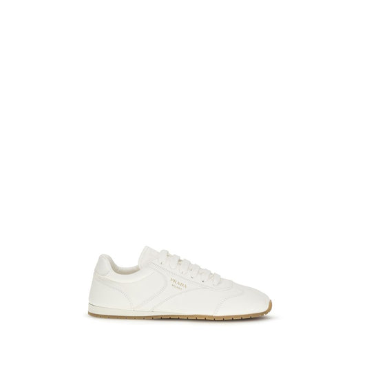 Prada Cream Calf Leather Bos Taurus Low Top Sneakers