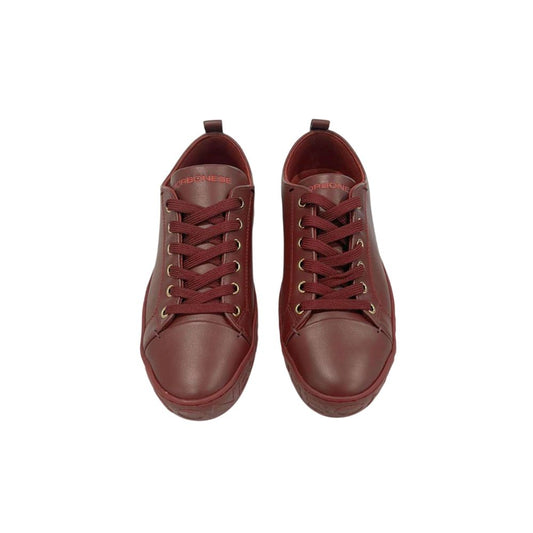 Borbonese Red Leather Women Sneaker with Platform Sole