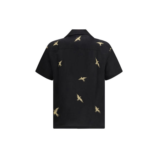 Baziszt Black Cotton Pattern Shirt