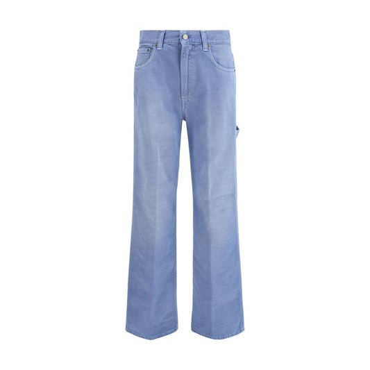 Haikure Light Blue Cotton Relaxed Fit Jeans