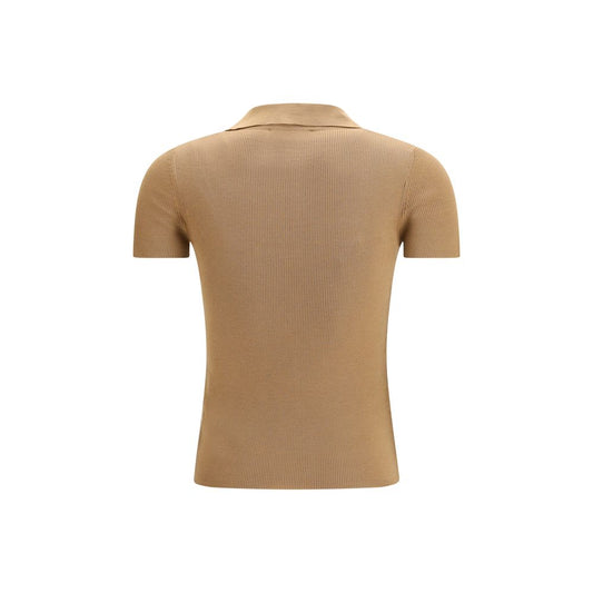 Max Mara Beige Fleece Wool Dress Shirt