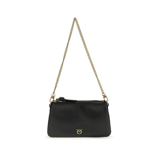 PINKO Black Calf Leather Bos Taurus Shoulder Bag