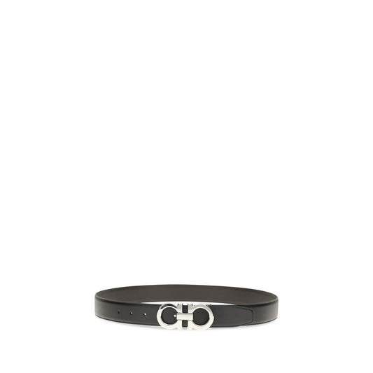 Ferragamo Black Calf Leather Bos Taurus Regular Belt