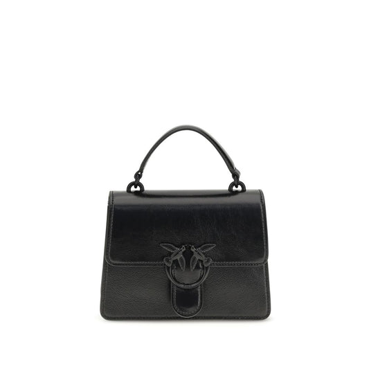 PINKO Black Calf Leather Bos Taurus Shoulder Bag