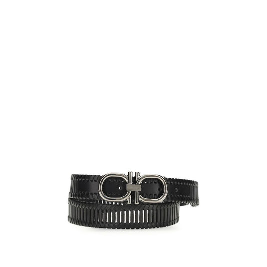 Ferragamo Black Calf Leather Bos Taurus Regular Belt