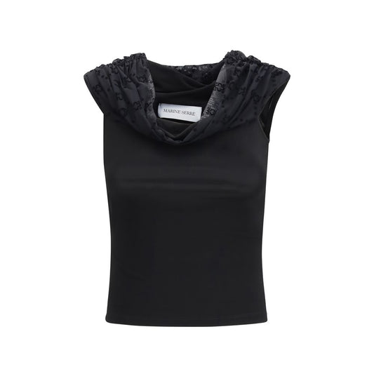 Marine Serre Black Viscose Sleeveles T-Shirt