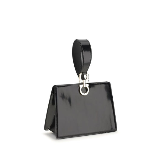 Ferragamo Black Calf Leather Bos Taurus Clutch Bag