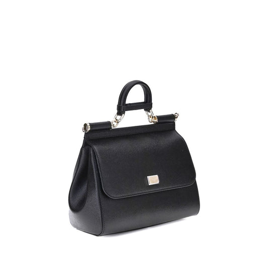 Dolce & Gabbana Black Calf Leather Bos Taurus Shoulder Bag