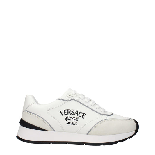 Versace White Leather Athletic Sneakers