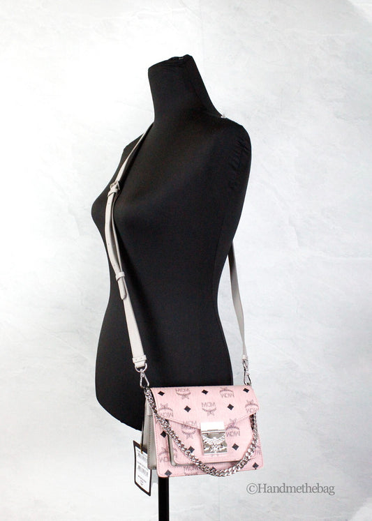 MCM Signature Patricia Leather Mini Flap Lock Crossbody Bag