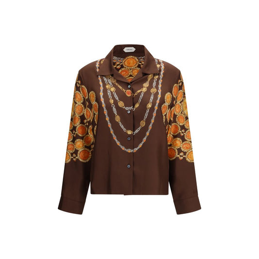 Versace Brown Fabric Pattern Shirt