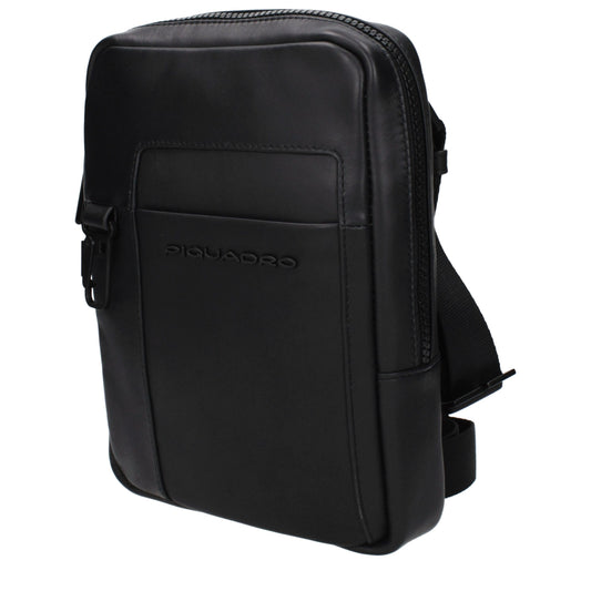 Piquadro Black Leather Crossbody Bag