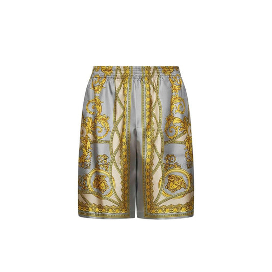 Versace Gray Silk Bermuda Shorts
