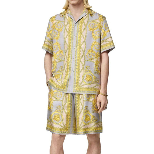 Versace Gray Silk Bermuda Shorts