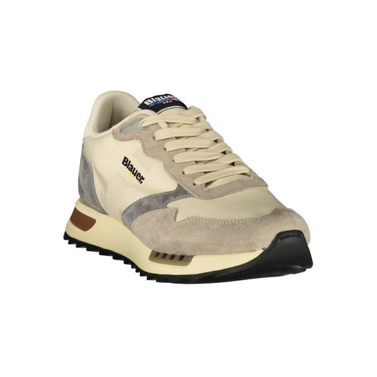 Blauer Beige Polyester Mens Sneaker