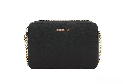 Michael Kors Women'S Top Zip Closure Saffiano Leather Crossbody Bag, Black