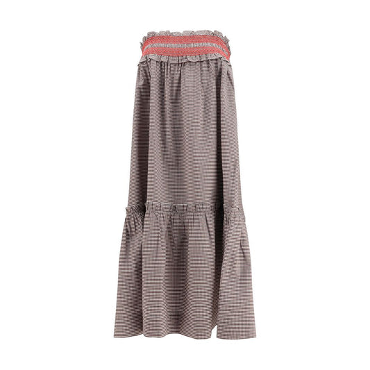 Ganni Brown Cotton Midi Skirt