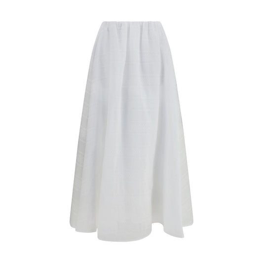 Brunello Cucinelli White Cotton Long Skirt