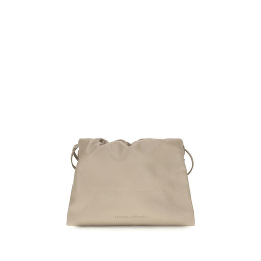 Brunello Cucinelli Beige Calf Leather Bos Taurus Shoulder Bag