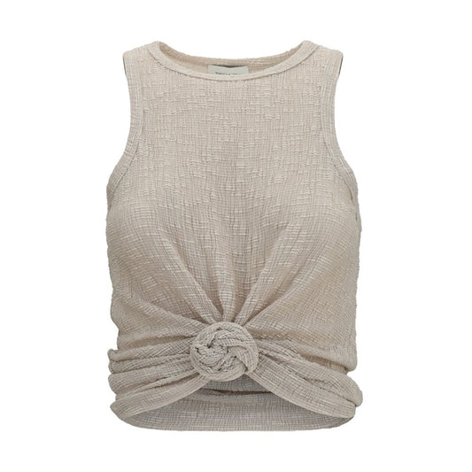 Magda Butrym Beige Lyocell Sleeveles T-Shirt