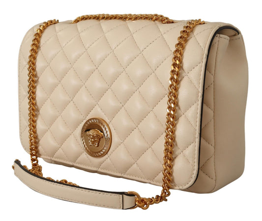 Elegante bolso de hombro de piel napa blanca de Versace