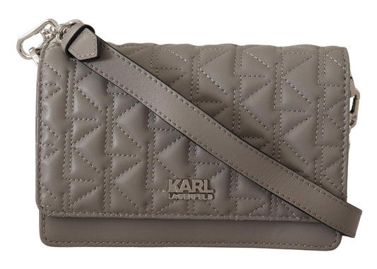 Elegante bolso bandolera de piel gris de Karl Lagerfeld