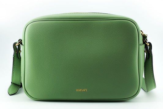 Elegante bolso para cámara de cuero verde menta de Versace
