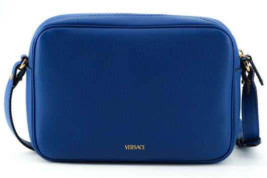 Elegante bolso Versace de piel de becerro azul para cámara