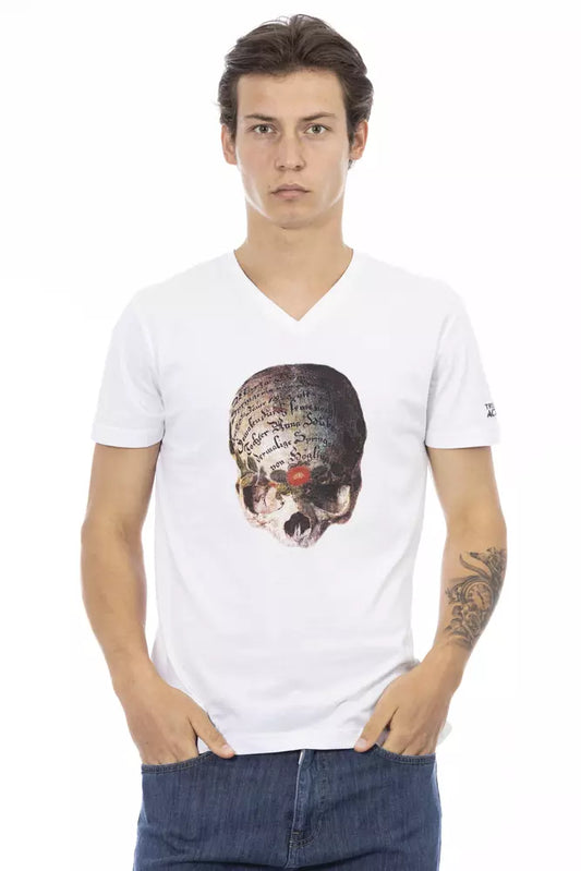 Camiseta Trussardi Action de algodón blanco con cuello en V para hombre