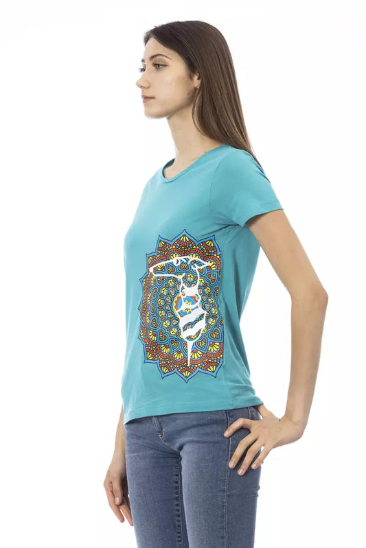 Camiseta Trussardi Action de algodón azul claro para mujer