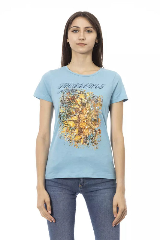 Camiseta Trussardi Action de algodón azul claro para mujer
