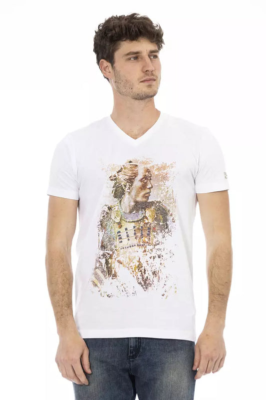 Camiseta elegante de manga corta con cuello en V Trussardi Action