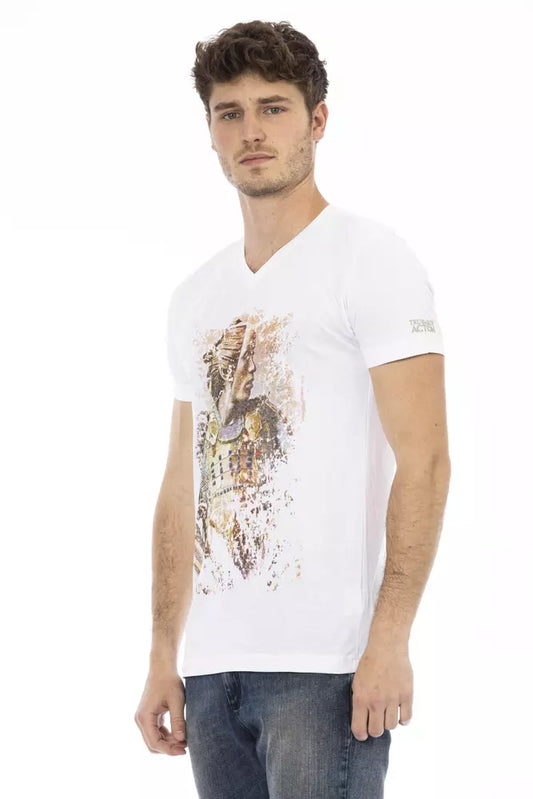 Camiseta elegante de manga corta con cuello en V Trussardi Action
