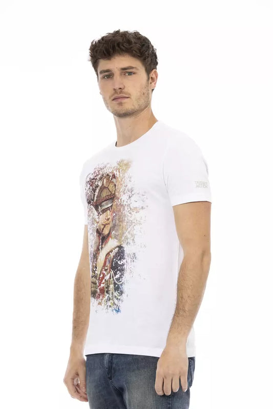 Camiseta Trussardi Action Sleek de mezcla de algodón blanca con estampado frontal