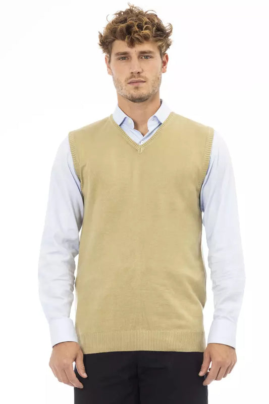 Chaleco de viscosa beige para hombre Alpha Studio