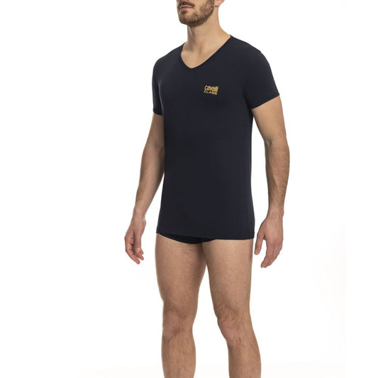 Camiseta de algodón azul Cavalli Class para hombre